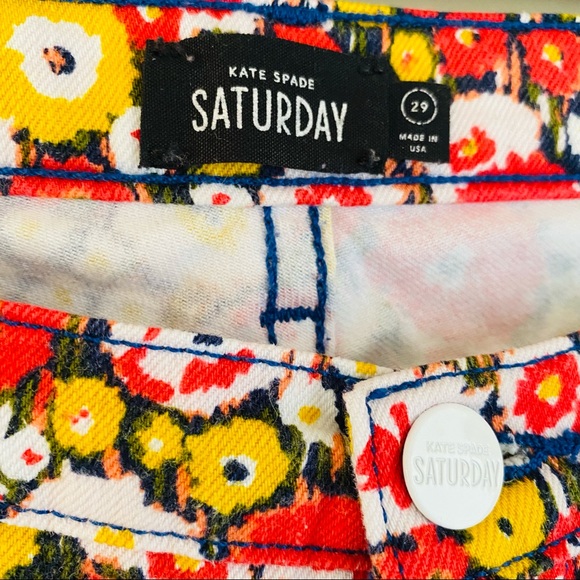 Kate Spade Saturday Red & Yellow Floral Skinny Jean Size 29 - Picture 4 of 7